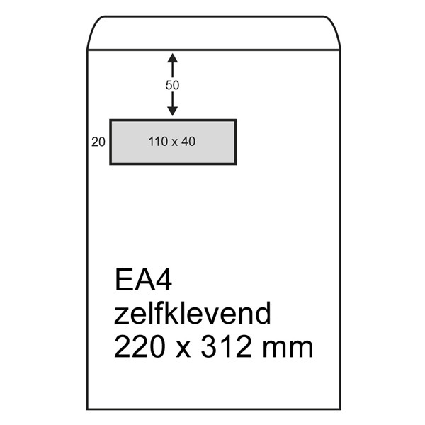 123inkt zak-envelop 220 x mm - EA4 venster links zelfklevend (250 123inkt 123inkt.be