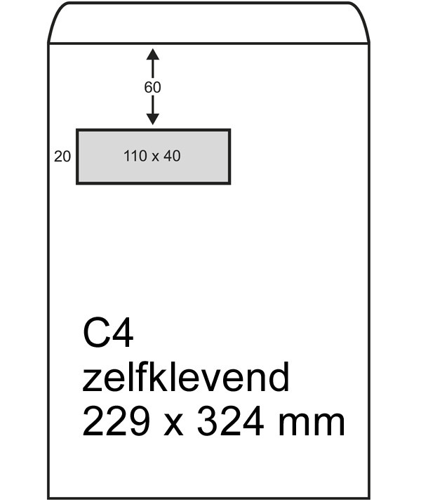 123inkt zak-envelop wit 229 x 324 mm - C4 venster links zelfklevend (250 stuks) 123-303590 209080 303590C 300947 - 1