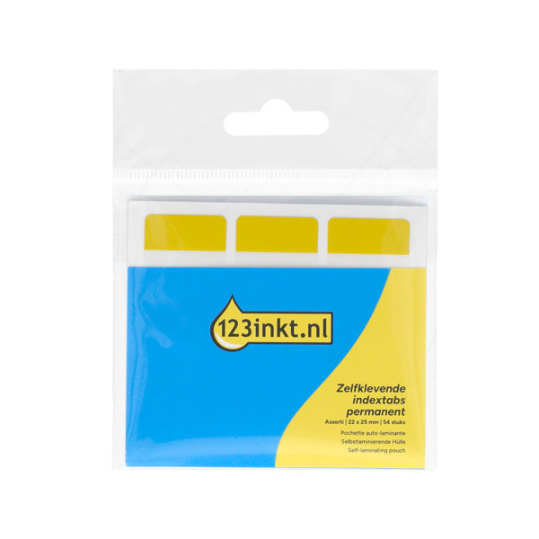 123inkt zelfklevende indextabs permanent assorti 22 x 25 mm (54 stuks) 302927 - 1