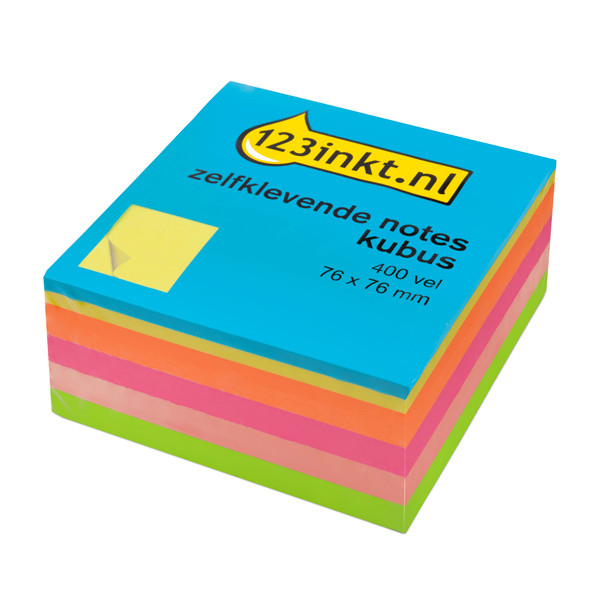 123inkt zelfklevende notes kubus neonmix 76 x 76 mm 2030UC 21012C 300809 - 1