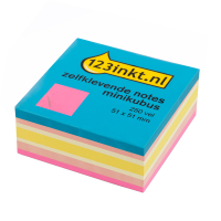 123inkt zelfklevende notes mini kubus neonroze 51 x 51 mm 2051PC 21533C 300814