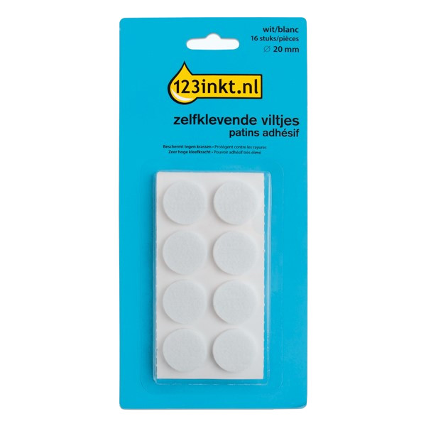 123inkt zelfklevende viltjes rond wit 20 mm (16 stuks) FP-20R 301006 - 1