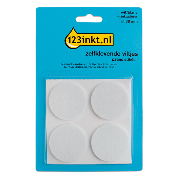 123inkt zelfklevende viltjes rond wit 38 mm (4 stuks) FP-38R 301012 - 1