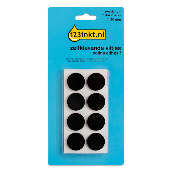 123inkt zelfklevende viltjes rond zwart 20 mm (16 stuks) FP-20R 301005 - 1