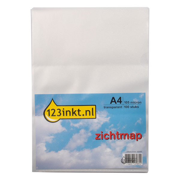 123inkt zichtmap transparant A4 105 micron (100 stuks) 54832C 627496C 300446 - 1