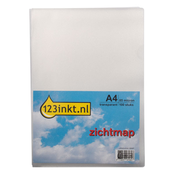 123inkt zichtmap transparant A4 85 micron (100 stuks) 54852C 300447 - 1