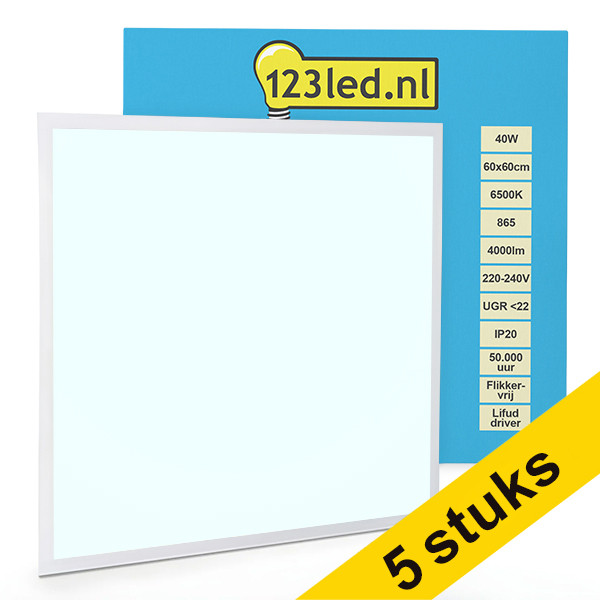 Aanbieding: 5x 123led paneel 60x60 cm koud wit | 6500K | 4000 lumen (40W) LDR08657 - 1