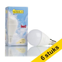 Aanbieding: 6x 123led E14 Sfeerdim ledlamp kogel dimbaar 6W (40W)