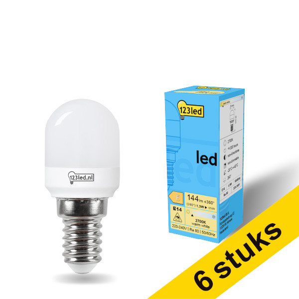 Aanbieding: 6x 123led E14 T25 ledlamp kogel mat 1.3W (15W) LDR01923 - 1