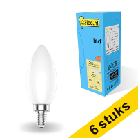 Aanbieding: 6x 123led E14 ledlamp kaars mat dimbaar 4000K 2.5W (25W)