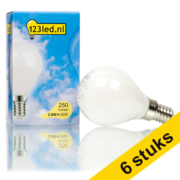 Aanbieding: 6x 123led E14 ledlamp kogel mat dimbaar 2.8W (25W) LDR01621 - 1