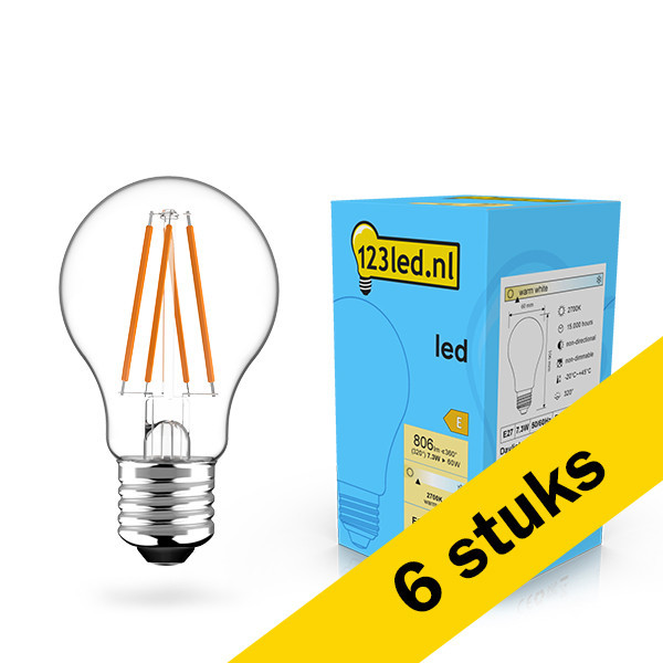 Aanbieding: 6x 123led E27 filament led-lamp peer daglichtsensor 7.3W (60W) LDR02129 - 1