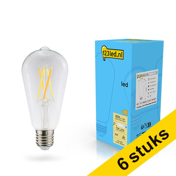 Aanbieding: 6x 123led E27 filament ledlamp Edison dimbaar 7w (60w) LDR02119 - 1