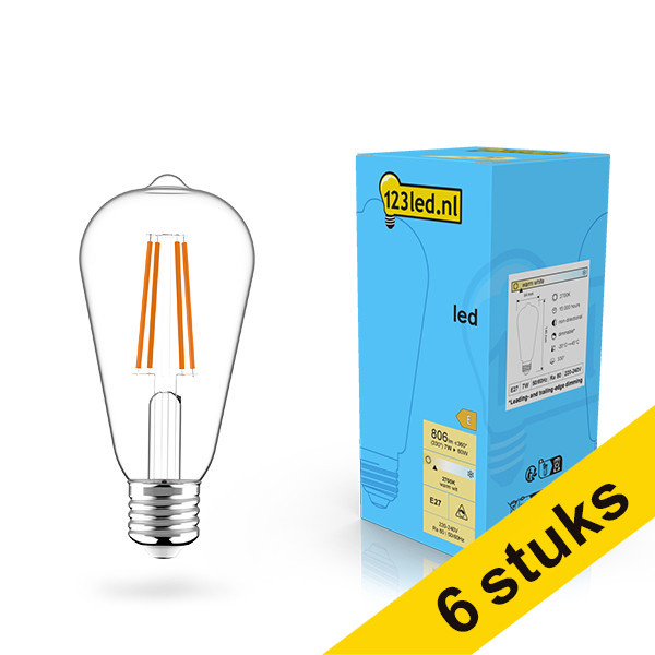 Aanbieding: 6x 123led E27 filament ledlamp edison dimbaar 7w (60w) LDR02115 - 1