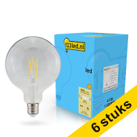 Aanbieding: 6x 123led E27 filament ledlamp globe G125 dimbaar 7W (60W) LDR02105