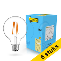 Aanbieding: 6x 123led E27 filament ledlamp globe G95 dimbaar 7W (60W) LDR02099