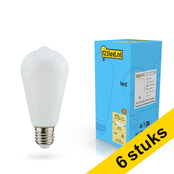 Aanbieding: 6x 123led E27 ledlamp Edison mat dimbaar 4.5w (40w) LDR02113 - 1