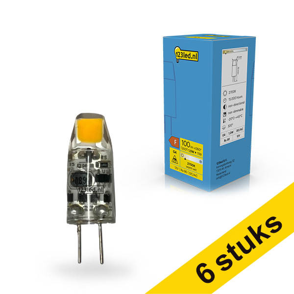 Aanbieding: 6x 123led G4 LED capsule COB 2700K 1W (11W) LDR02345 - 1