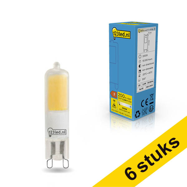 Aanbieding: 6x 123led G9 LED capsule COB Mat 2200K 2.2W (25W) LDR02415 - 1