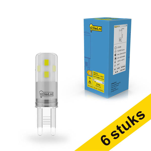 Aanbieding: 6x 123led G9 LED capsule SMD Mat 2700K 2.6W (30W) LDR02323 - 1