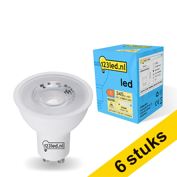 Aanbieding: 6x 123led GU10 ledspot glas 2700K 4.5W (50W) LDR01725 - 1