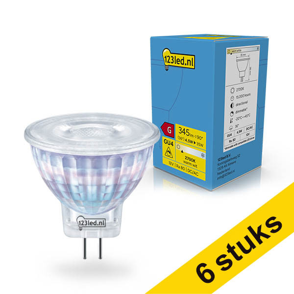 Aanbieding: 6x 123led GU4 led-spot | MR11 | 2700K | Dimbaar | 4.5W (35W) LDR02377 - 1