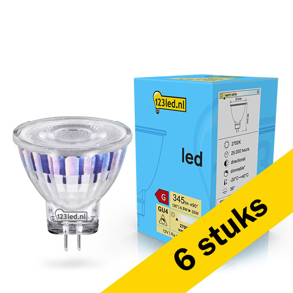 Aanbieding: 6x 123led GU4 led-spot dimbaar 4.5W (35W) LDR02067 - 1