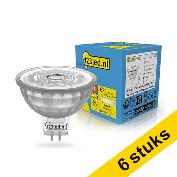 Aanbieding: 6x 123led GU5.3 LED spot | 2700K | Dimbaar | 7.5W (50W) LDR02309 Aanbieding: 6x 123led GU5.3 LED spot | 2700K | Dimbaar | 7.5W (50W) LDR02309 - 1