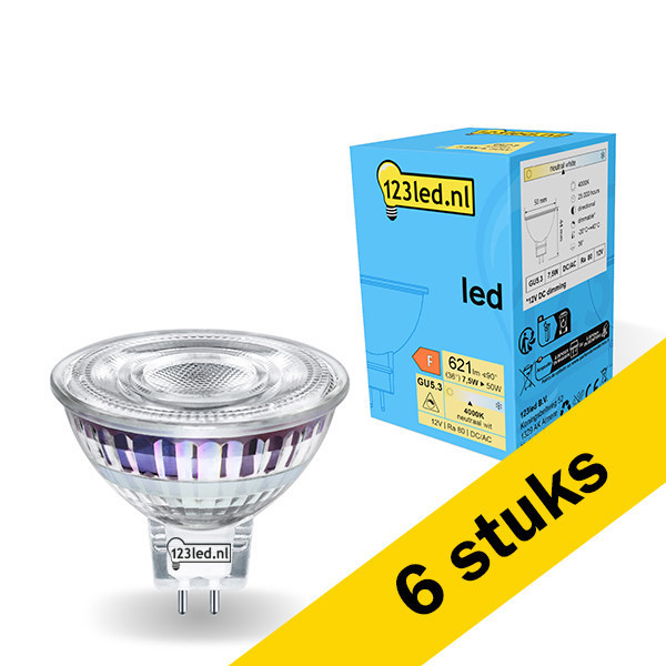 Aanbieding: 6x 123led GU5.3 LED spot | 4000K | Dimbaar | 7.5W (50W) LDR01757 - 1