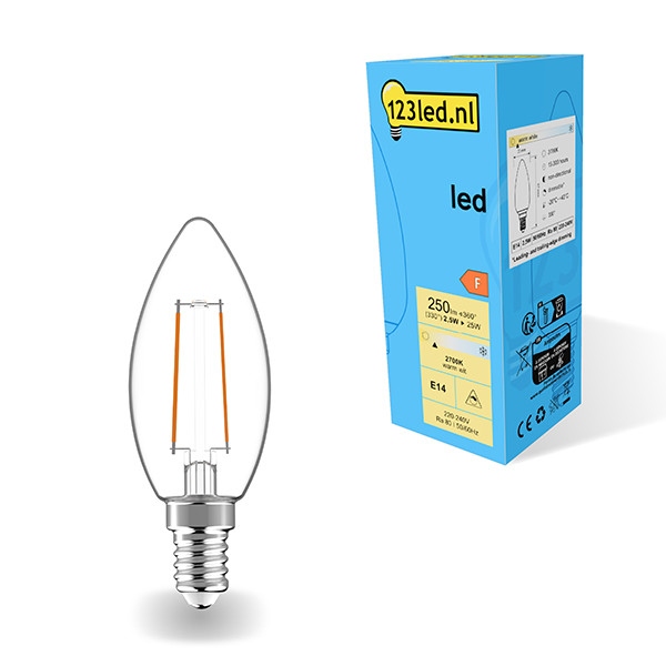 123led E14 filament ledlamp kaars dimbaar 2.5W (25W) LDR01880 - 1