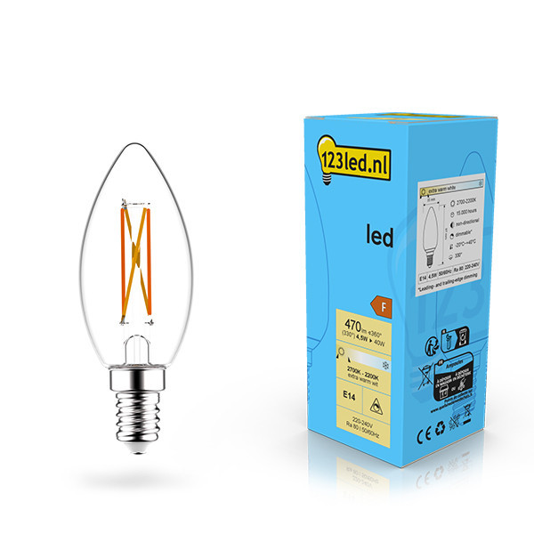 123led E14 filament ledlamp kaars dimbaar 4.5W (40W) LDR02074 - 1