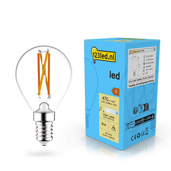 123led E14 filament ledlamp kogel dimbaar 4.5W (40W) LDR02076 - 1