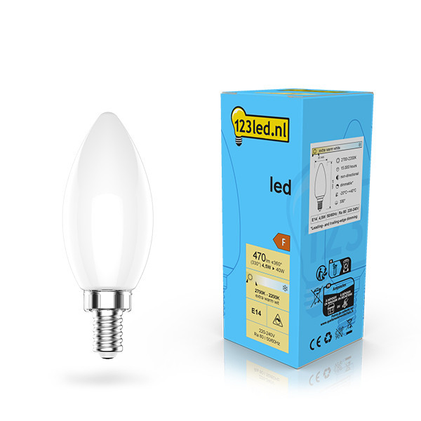 123led E14 ledlamp kaars mat dimbaar 4.5W (40W) LDR02080 - 1