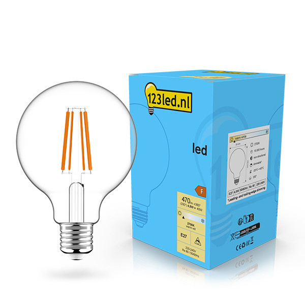 123led E27 filament ledlamp globe G95 dimbaar 4.5W (40W) LDR02094 - 1