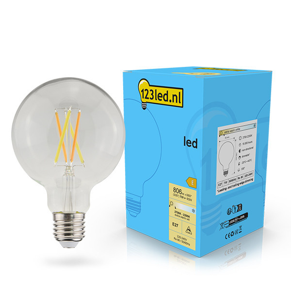 123led E27 filament ledlamp globe G95 dimbaar 7W (60W) LDR02102 - 1