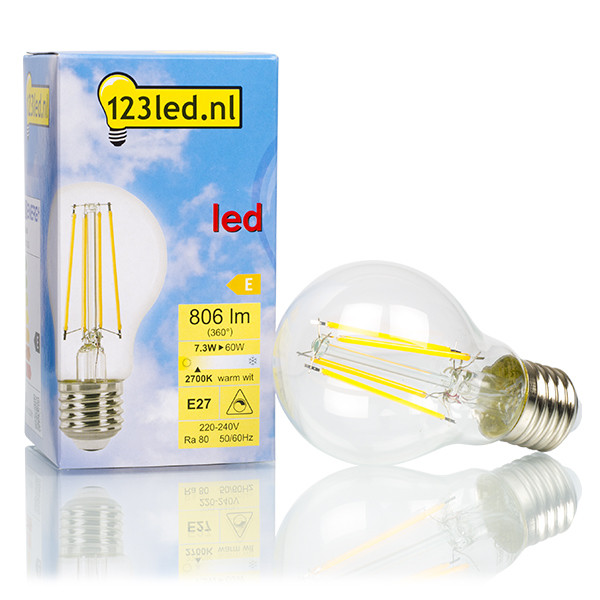123led E27 filament ledlamp peer dimbaar 7.3W (60W) LDR01602 123led E27 filament ledlamp peer dimbaar 7.3W (60W) LDR01602 - 1