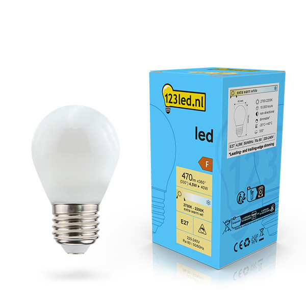 123led E27 ledlamp kogel mat dimbaar 4.5W (40W) LDR02084 - 1