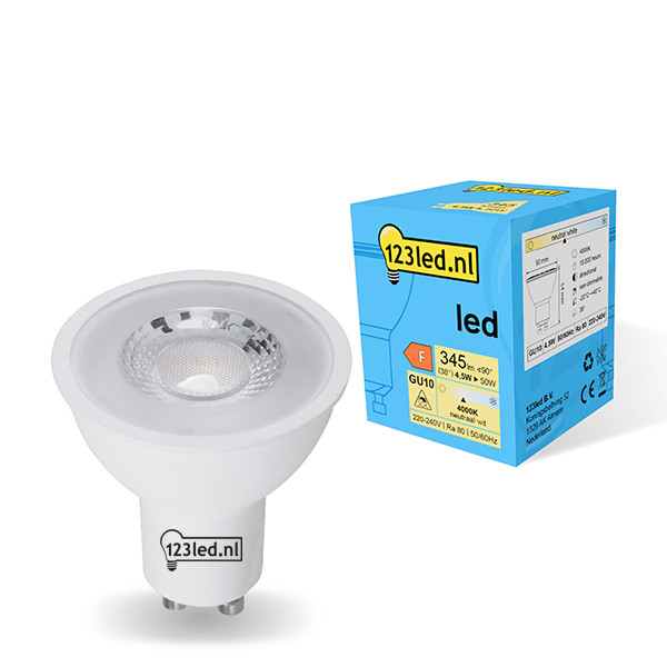 123led GU10 ledspot glas 4000K 4.5W (50W) LDR01726 - 1