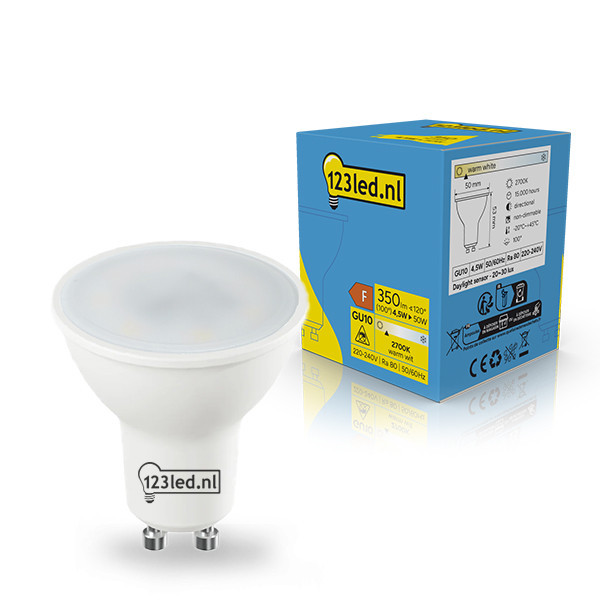 123led GU10 ledspot sensor dag/nacht 2700K 4.5W (50W) LDR02412 - 1