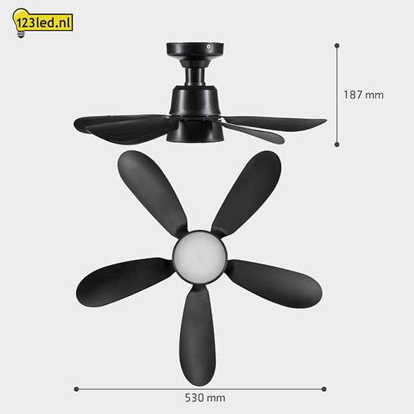 Plafondventilator met ledlamp | Ø 53 cm | 2200-6500K | zwart | 25W LDR02464 - 7