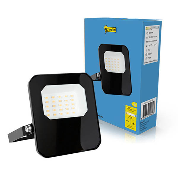 123led breedstraler 10W | 4000K | 1200 lumen | IP65 | zwart LDR02192 - 1