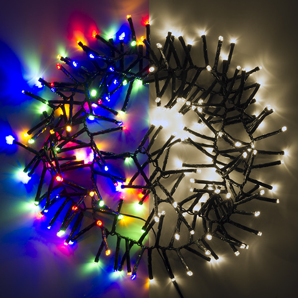 123led clusterverlichting multicolor & warmwit 1,4 meter op batterijen 192 lampjes met timer LDR07298 - 1