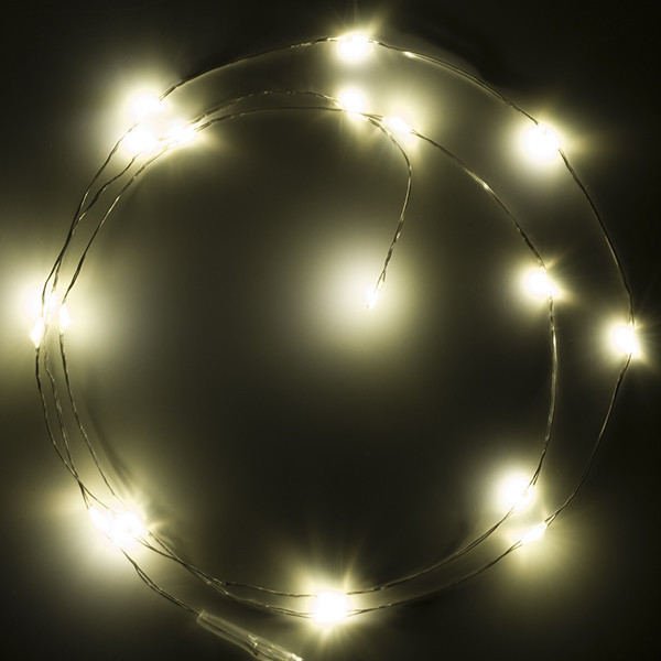 123led draadverlichting op batterijen  1m extra warmwit & warmwit 20 lampjes zilver LDR07279 - 3