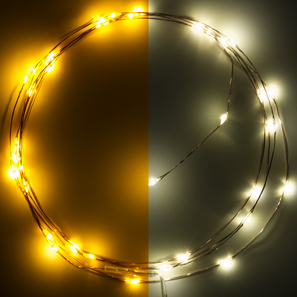 123led draadverlichting op batterijen 2m extra warmwit & warmwit 40 lampjes koper LDR07277 - 1