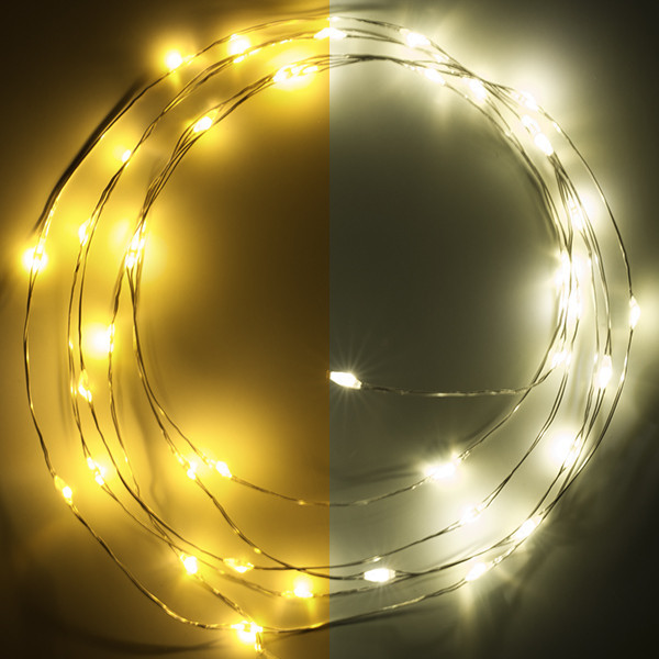 123led draadverlichting op batterijen  2m extra warmwit & warmwit 40 lampjes zilver LDR07280 - 1