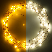 123led draadverlichting op batterijen  5 meter extra warmwit & warm wit 100 lampjes koper LDR07278