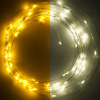 123led draadverlichting op batterijen 5m extra warmwit & warmwit 100 lampjes zilver LDR07281