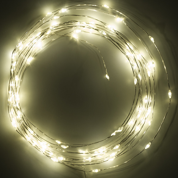 123led draadverlichting op batterijen 5m extra warmwit & warmwit 100 lampjes zilver LDR07281 - 3