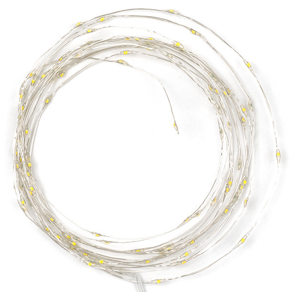 123led draadverlichting op batterijen 5m extra warmwit & warmwit 100 lampjes zilver LDR07281 - 4