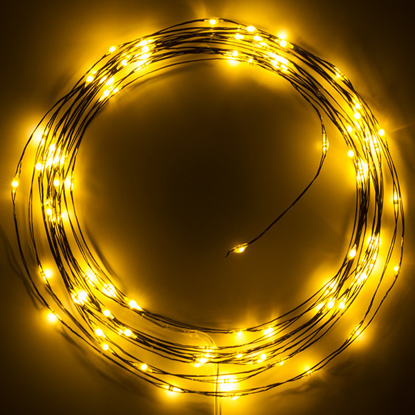 123led draadverlichting op batterijen 5m extra warmwit & warmwit 100 lampjes zwart LDR07284 - 2